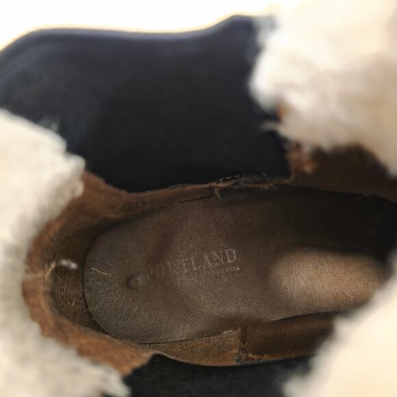 Portland Boot Company Brown Leather Faux Fur Trim Chelsea Ankle Boots Size 8 - Picture 7 of 7